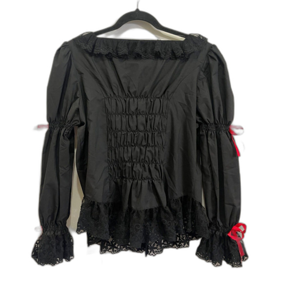 Dress Like A Pirate Black Praire Lace Fairy Blouse Top Women's Size Small - Picture 6 of 10